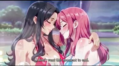 Two lesbian girls bathing and playing together in the hot tub