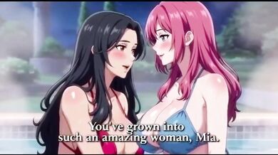 Two lesbian girls bathing and playing together in the hot tub