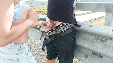Public Blowjob Destroyed on Highway Deepthroat Real Amateur