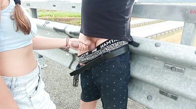 Public Blowjob Destroyed on Highway Deepthroat Real Amateur