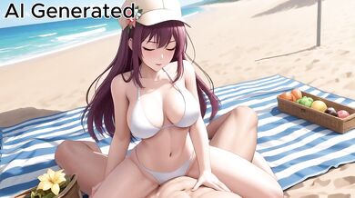 Big tits in purple bikini gets facefucked on the beach with sloppy cumshots everywhere