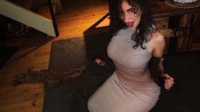 Dark Temptation big booty brunette solo ass gets spanked and vibrated
