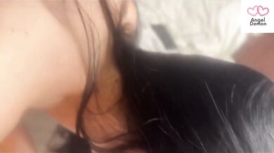 Busty blonde deepthroats two hung studs until cum dribbles down her throat