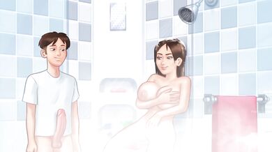Accidental shower trap with step sis cum dripping titan tits