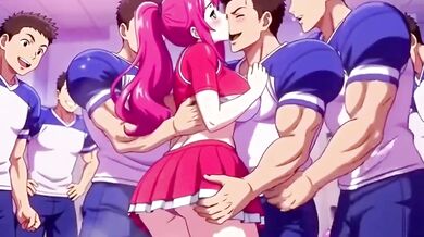 Big boobs cheerleader gets fucked at winning team's gangbang party