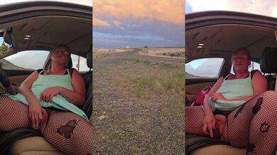 Sundress soaked squirting and pissing out car door on I15
