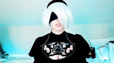 Oiled Up 2B Needs Daddy's Cum Choking Her Thigh High Boots