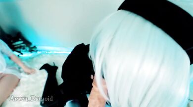 Oiled Up 2B Needs Daddy's Cum Choking Her Thigh High Boots
