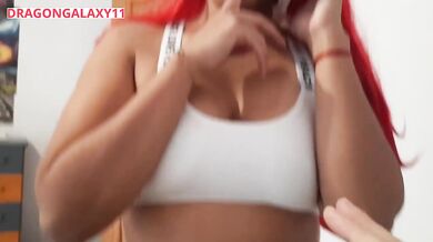 Hot redhead gets fucked hard during phone call with her mom POV doggy style real couple