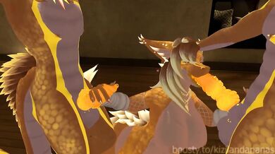 Dragoness clones her husband and doubles the fun thick threesome VRChat ERP
