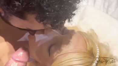 Brazilian blonde gets double anal ruined by big dick creampie
