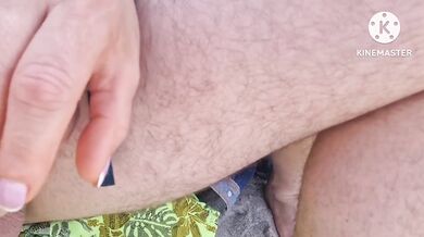 Almost caught doing in a public beach with milf wife's handjob