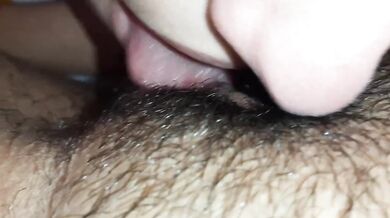 Girlfriend woke me up licking my hairy pussy till i came in her mouth
