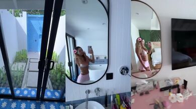 Slut stepsis gets her perfect skinny body gushed all over