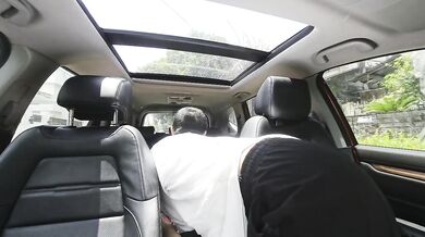 Tasted and fingering my hot passenger in the backseat public lesbian pussy licking
