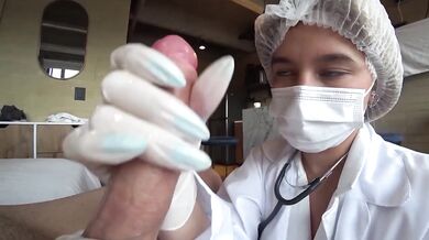 Nurse gasps as patient’s massive load rips her open during public hospital blowjob