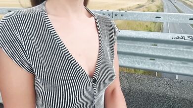 Public masturbation naked on the street gets driver hard