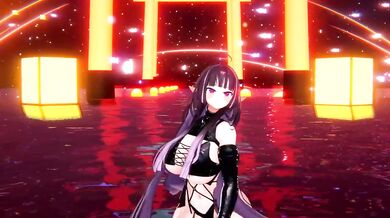 Curious Elf VTuber Strips in MMD R18 Hentai Dance