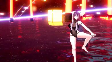 Curious Elf VTuber Strips in MMD R18 Hentai Dance