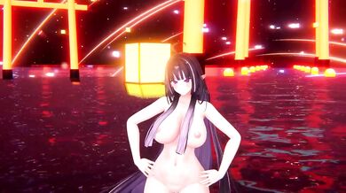 Curious Elf VTuber Strips in MMD R18 Hentai Dance