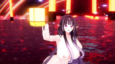 Curious Elf VTuber Strips in MMD R18 Hentai Dance