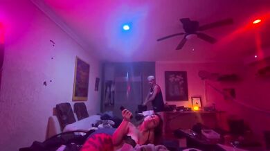 Stepmom gets destroyed rough fucking while her boyfriend sleeps nearby