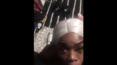 Ebony slut deepthroats big black cock raw POV sloppy blowjob