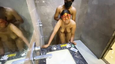 Stepsister got itchy watching stepbrother in the bathroom both put out the fire