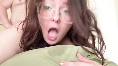 Stepdad destroys her ass while she films herself screaming