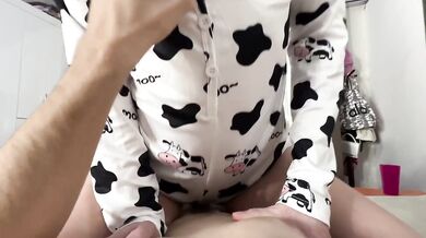 Brunette Screamed Loud While Riding Big Hard Dick in Tight PJs