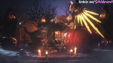 Mercy's pumpkin beast takes her hard animated cum