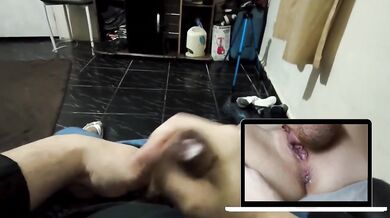 Dripping wet pussy squirts as she reacts to porn clit licking orgasm