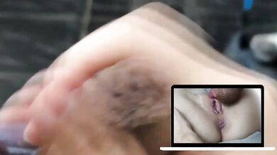 Dripping wet pussy squirts as she reacts to porn clit licking orgasm