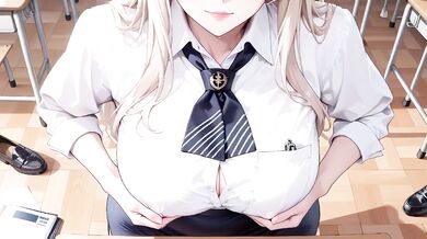 Blonde teacher melts in white shirt under greedy student gaze