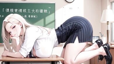 Blonde teacher melts in white shirt under greedy student gaze