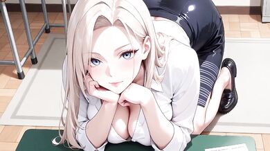 Blonde teacher melts in white shirt under greedy student gaze
