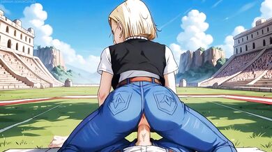 Android 18 destroyed in ripped jeans anal creampie blowjob straight to the mouth
