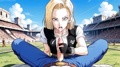 Android 18 destroyed in ripped jeans anal creampie blowjob straight to the mouth