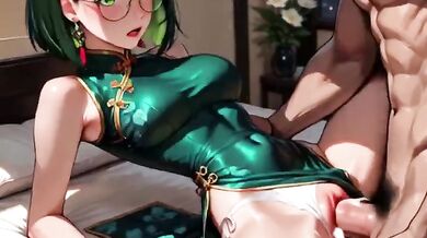 Endless AI creampie chokes the tight qipao doll