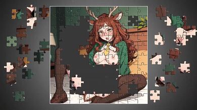 Monster Girl Fingers Herself in Hentai Puzzle Game