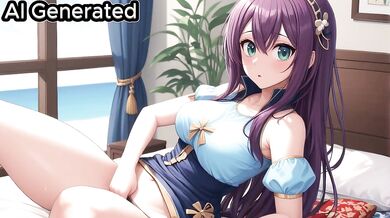 Purple haired bimbo destroys pussy with massive cock and gushing creampie