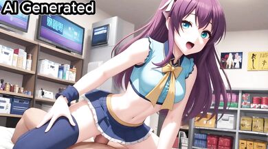 Purple haired bimbo destroys pussy with massive cock and gushing creampie