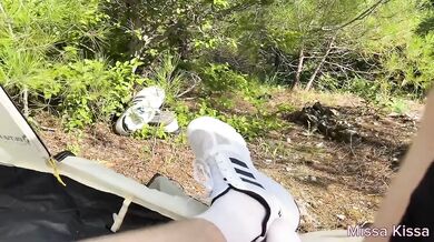 Rough tent sex in the mountains blonde white girl doggystyle cumshot real homemade