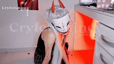 Her killer cosplay has her gagging and dripping alone