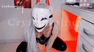 Her killer cosplay has her gagging and dripping alone
