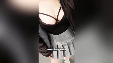 Cheating schoolgirl gets fucked raw in mini skirt public creampie