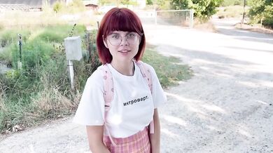 Redhead college girl comes back for rough sex with naive guy