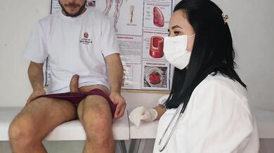 University student gets deepthroated by his hot nurse