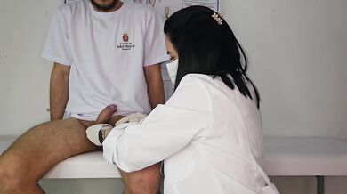 University student gets deepthroated by his hot nurse