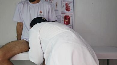 University student gets deepthroated by his hot nurse